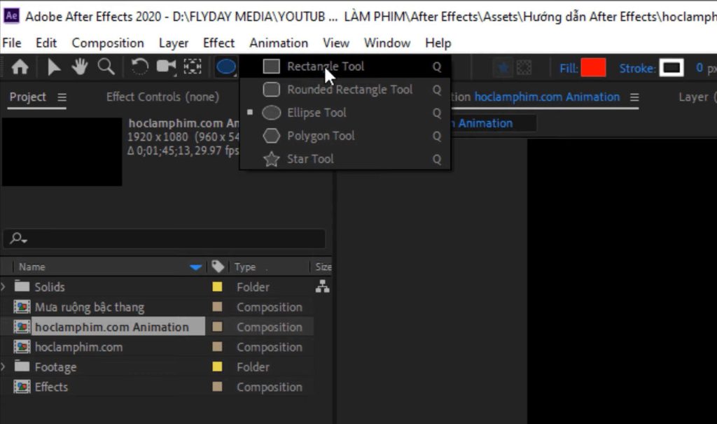 học làm kỹ xảo trong sản xuất video bằng adobe after effects