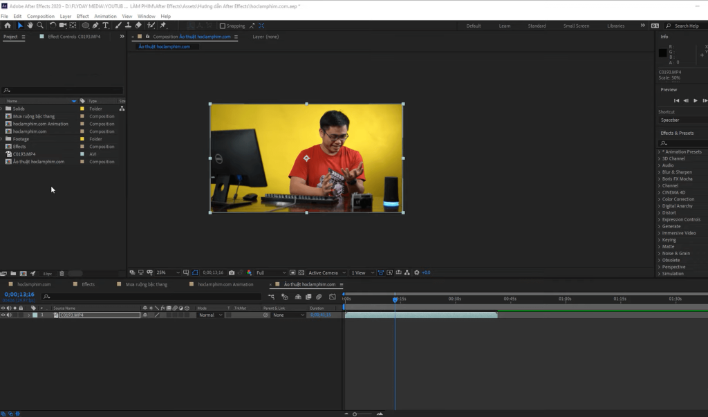 học làm kỹ xảo trong sản xuất video bằng adobe after effects