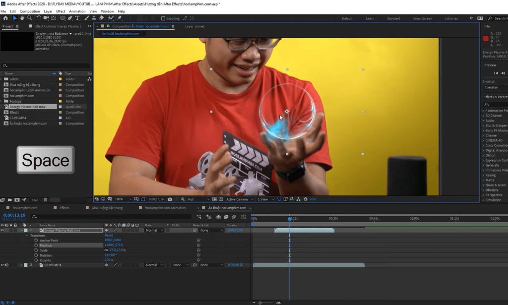 học làm kỹ xảo trong sản xuất video bằng adobe after effects