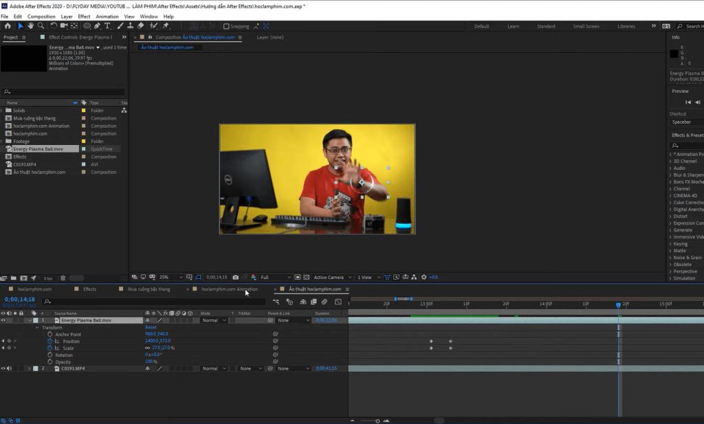 học làm kỹ xảo trong sản xuất video bằng adobe after effects