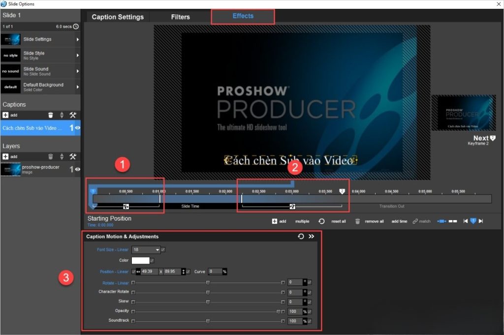 chèn chữ vào video Proshow Producer